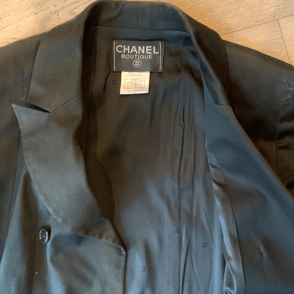 Rare CHANEL Vintage 98P Black Swing A Line Coat Jacket Blazer Stretch Suit 2pc - Picture 11 of 16